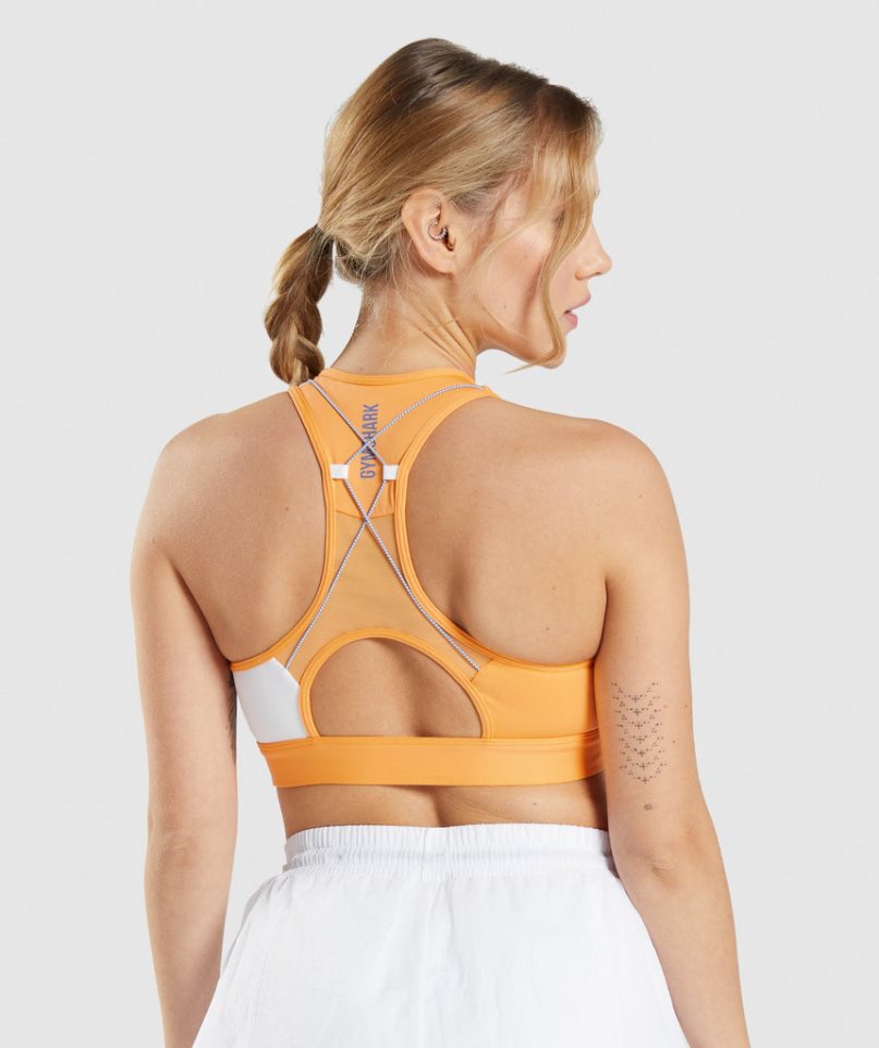 Women's Gymshark Pulse Sports Bra Orange / White | NZ 1CKBHV